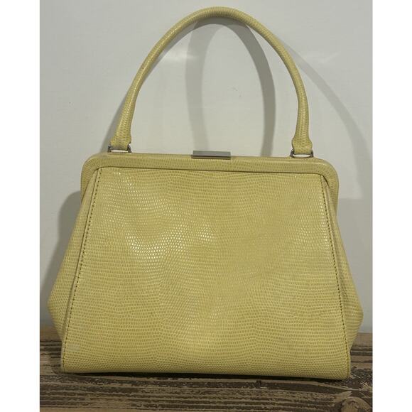 Banana Republic Purse 100% Cow Leather Yellow Satchel Handbag Vintage - Picture 1 of 8